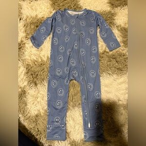Cozy Blue Smiley Face Footie for Kids